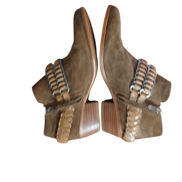 Sam Edelman Western Booties Brown and Tan Harnessed Ankle Boots Size 7 - Picture 2 of 12